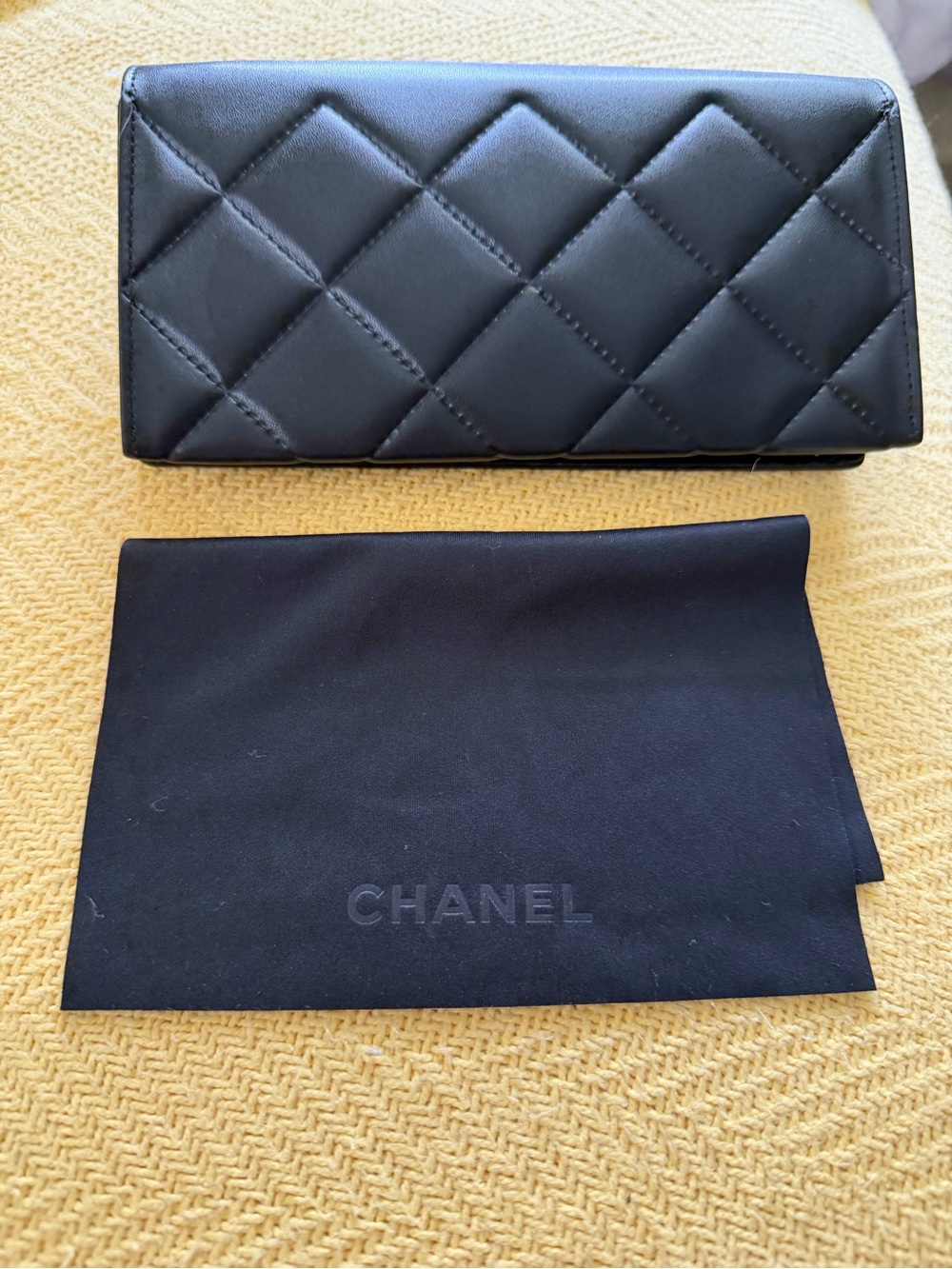 CHANEL Black Quilted Lambskin sunglasses case